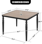 NUU GARDEN 37" Square Outdoor Dining Table, Metal Dining Table with Umbrella Hole, Wood-Grain Tabletop, Weather-Resistant for Garden, Backyard, Deck, Lawn