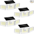 INCX Solar Lights Outdoor with Motion Sensor, 3 Heads Security Lights Solar Powered, 156 LED Flood Light Motion Detected Spotlight for Garage Yard Entryways Patio, IP65 Waterproof, White, 4 Pack