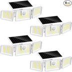 INCX Solar Lights Outdoor with Motion Sensor, 3 Heads Security Lights Solar Powered, 156 LED Flood Light Motion Detected Spotlight for Garage Yard Entryways Patio, IP65 Waterproof, White, 4 Pack