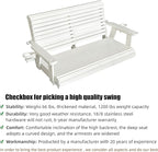 HDPE Porch Swing with 18/8 Stainless Steel Bolts, Ergonomic Design, Ultra Weather-Resistant, Heavy Duty 1200 LBS, for Outdoor Patio Garden Yard (Vanilla White)