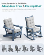 SERWALL HDPE Outdoor Rocking Chair Cushion Set of 2, Memory Foam Cushion Gray