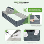 ZORMY 2Pack 6×3×1ft Galvanized Raised Garden Bed Kit, Metal Planter Boxes Outdoor, Large Raised Beds for Vegetables, Fruits, and Flowers - Grey
