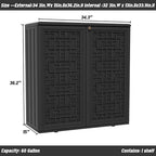 Indoor Outdoor Storage Cabinet Waterproof with Shelf,Plastic Storage Sheds Outdoor Cabinets for Patio/Garden/Backyard, Size 34.3''L*15''W*36.2''H（Black）