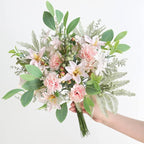 Artificial Plants Greenery Stems Set, 47 Pieces in 9 Varieties, Pink & Green
