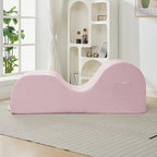 ijuicy Sleek Chaise Lounge Chair for Exercise, Indoor Lounger with Headrest, Waist Cushion, Movable Footrest, Side Pockets, Non-Slip Bottom, High Density Sponge, Pink