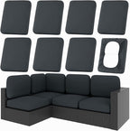 Cushion Covers 8-Piece Set, Dark Gray Stretch Polyester Spandex