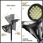 Solar Spot Lights Outdoor, 21 LEDs Brightness Solar Outdoor Lights IP67 Waterproof, 2-in-1 Adjustable Outdoor Lights Solar Powered for Yard Trees Patio Pathway Yard Flag - Cool White(6 Pack)
