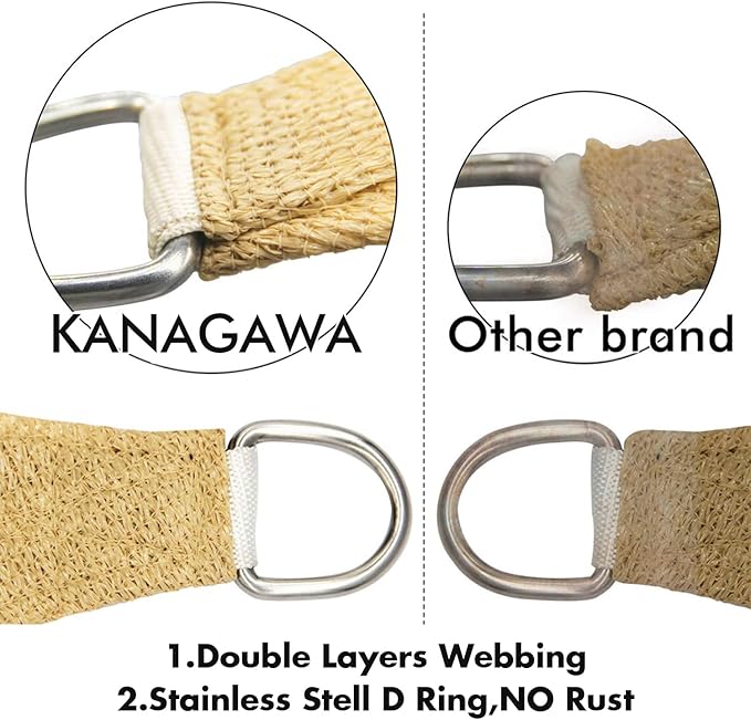 KANAGAWA 6'X7' Sand Custom Size Sun Shade Sail Rectangle UV Block Canopy Cover for Patio Backyard Lawn Garden Outdoor (Customized Available)