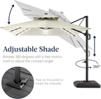 Best Choice Products 9x12ft LED Cantilever Patio Umbrella w/Base Included & 360° Rotation, Large Solar Offset Hanging Outdoor Sun Shade for Deck, Backyard Table w/Stand & Lights – Ivory
