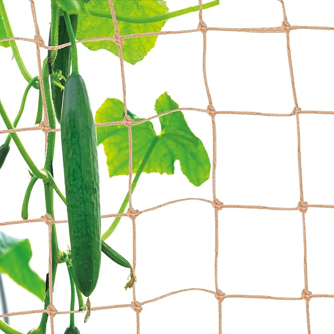 Jute Trellis Netting - Jute Netting for Garden, Heavy Duty Plant Support Netting for Climbing Plants, Cucumber, Vine, Fruits & Vegetables, Climbing Vining Plants (6.6 Ft x 16.4 Ft, 5.9 Inch Squares)