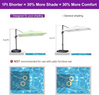PURPLE LEAF 8' X 8' Patio Umbrella with Wheeled Base for Pool 7' High Offset Outdoor Cantilever Umbrella Swimming Pool Umbrella with 360°Rotation for Poolside Apple Green