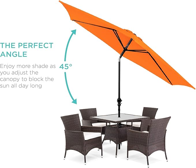 Best Choice Products 10ft Outdoor Table Compatible Steel Polyester Market Patio Umbrella w/Crank and Easy Push Button Tilt
