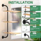 YUOROS Window Plant Shelves, 3-Tier Rotating Plant Shelf Stand, Indoor Metal Wall Plant Holder