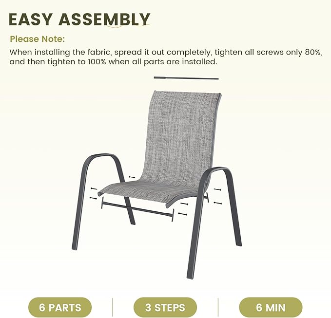 Patio Chairs Set of 4, Stackable Outdoor Dining – Light Grey