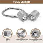 Hion Magnetic Curtain Tiebacks Grey 4 Pack, Curtain Tiebacks Buckles Holdbacks Holders Hooks Clip for Home Bedroom Office Decorative Thick or Thin Curtain