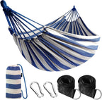 ANYOO Cotton Hammock Portable Camping Hammocks for Hanging Sturdy Garden Comfortable Fabric Hammock with Tree Straps Up to 660lbs with Travel Bag for Camping Outdoor/Indoor Patio Backyard