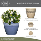 Classic Home and Garden Corinthian Resin Planter Pot - Outdoor & Indoor Plant Pot - Round Planter For Plants & Flowers (10" Ivory Ash, Pack of 1)