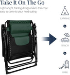 Best Choice Products Oversized Padded Zero Gravity Chair, Folding Outdoor Patio Recliner, XL Anti Gravity Lounger for Backyard w/Headrest, Cup Holder, Side Tray, Polyester Mesh - Forest Green