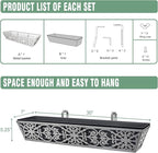 6 Pack 30 Inch Window Boxes Planter for Outdoor Plants Deck Railing Planters Box with Adjustable Brackets for Porch Fence Balcony Hanging Flower Baskets with Non-Woven Fabric Liner for Garden Décor