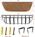 4 Pack 24" Railing Planter Window Box with Coco Fiber Liner Horse Trough Planter The Railing Planter Boxes for Deck Porch Fence Outdoor