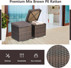 Tangkula 2 Pieces Patio Ottomans, Patiojoy Hand-Woven PE Rattan Side Table with Removable Cushion & Hidden Storage Space, Multifunctional Storage Box, Seats for Patio, Backyard, Poolside (Grey)