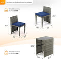 Bistro Set, 3-Piece Grey Wicker Patio Set with Glass-Top Table