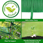 Plant Ties, 164 Feet 8mm Green Garden Twine Soft Garden String Stretchy Tree Supports Biodegradable for Tomato Plants, Climbing Roses and Vines Organizing
