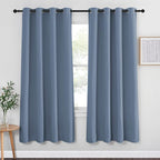 NICETOWN Stone Blue Blackout Curtain for Bedroom - Window Treatment Energy Saving Thermal Insulated Room Darkening Solid Grommet Blackout Drape for Living Room, 1 Panel, W52 x L72