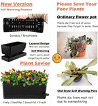 Self Watering Pots for Indoor Plants 17 Inches Window Boxes Planters Rectangular Flower Pots Rectangle Herb Pots Large Plant Pots with Drainage Holes and Saucers Windowsill Planter (4, Black)