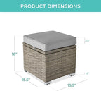 Best Choice Products Set of 2 Wicker Ottomans, Multipurpose Outdoor Furniture for Patio, Backyard, Additional Seating, Footrest, Side Table w/Storage, Removable Cushions - Cement Gray/Taupe
