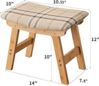 Foot Stool,Ottoman,Bamboo Small Sofa Foot Rest Under Desk,Extra Seating for Living Room, Bedroom and Kitchen (Natural Stool Legs - Stripes Surface)