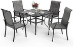 Pamapic 5-Piece Outdoor Dining Set, Patio Dining Set for 4, All-Weather Outdoor Patio Set with 4 Regular Chairs for Garden, Poolside, Deck，Gray
