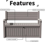 DRATO 75 Gallon Storage Bench Deck Box Outdoor Indoor,Lockable Durable All-Weather Seating with Hidden Storage,Deck Storage for Garden, Pool, Patio