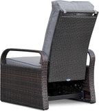ATR ART TO REAL Outdoor Wicker Recliner Chair with 5.5'' Cushions, Automatic Adjustable Patio Chaise Lounge Chairs, Aluminum Frame Reclining Chair, UV Resistant, Rustless (Grey)