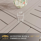 VICLLAX Round Patio Table with Adjustable Umbrella Hole for 6, All Weather Metal Outdoor Dining Table for Lawn Garden, 50" Outdoor Coffee Table, Cream Color Frame