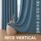 H.VERSAILTEX 100% Blackout Curtains for Bedroom Thermal Insulated Linen Textured Curtains Heat and Full Light Blocking Drapes Living Room Curtains 2 Panel Sets, Blue Sapphire, 52x108 Inch