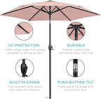 Best Choice Products 7.5ft Heavy-Duty Round Outdoor Market Table Patio Umbrella w/Steel Pole, Push Button Tilt, Easy Crank Lift - Rose Quartz