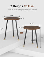 Plant Stand Indoor 2 Pack: Adjustable Wood 16 Inch Plant Stand - Mid Century Modern Decor Corner Plant Stands for Indoor Plants - Small Round Plant Table Holder for Balcony Living Room Office