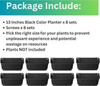 Maxona Black Color Vertical Garden Planter - 8 Pack, 13 inch Wall Mounted Planter for Patio Outdoor Decor, Home Plastic Pot Balcony Plant Vegetable Fruit Herb Hanging Pocket Holder Flowerpot
