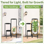 iDavosic.ly Plant Stand Indoor Outdoor, 4 Tier Corner Metal Flower Display Holder Shelf, Easy Assembly Folding Tall Orchid Rack for Patio Balcony Porch Garden Living Room House, Black