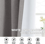 H.VERSAILTEX Linen Curtains 100% Blackout Curtains for Bedroom 108 inch Long Full Light Blocking Nature Linen Blended Window Curtains for Living Room Nickel Grommet (2 Panels, Heathered Dove)