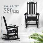 Oversized Rocking Chair Set of 4, Outdoor Rocking Chair for Adults, All Weather Resistant Porch Rocker for Lawn Garden, Black