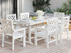 7-Piece Outdoor Dining Set, HDPE All-Weather Patio Table and Chairs Set for 6, Outdoor Patio Furniture Sets with Umbrella Hole for Outside, Deck, Backyard, Garden (White)