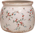 Cottagecore Ceramic Plant Pots, 6.29in French Country Floral Vase & Planters Indoor with Drainage, Distressed Cottage Farmhouse Home Decor for Balcony Bookshelf Table Centerpieces, Gifts for Grandma