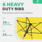 JEAREY 7.5FT Patio Umbrella Market Table Umbrella with 6 Sturdy Ribs, Push Button Tilt/Crank Outdoor Umbrella for Garden, Deck, Backyard, Pool and Beach,Yellow
