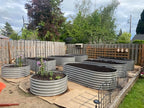 A ANLEOLIFE 4-Set 8X4X2 ft Galvanized Raised Garden Bed Kit, Oval Metal Deep Root Planters for Outdoor Plants, Quartz Grey