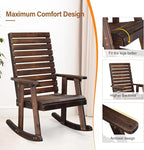 VINGLI Wooden Rocking Chair with High Backrest, Solid Fir Wood, Heavy Duty 600 LBS Patio Rockers for Indoor and Outdoor, Garden, Yard, Patio, Rustic