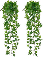 Hollyone 2pcs Artificial Hanging Plants 31" Fake Ivy Vine Faux Ivy Leaves Hanging Plant Greenery for Wall House Room Patio Indoor Outdoor Home Shelf Office Wedding Decor