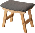 Foot Stool,Ottoman,Bamboo Small Sofa Foot Rest Under Desk,Extra Seating for Living Room, Bedroom and Kitchen (Natural Stool Legs - Gray Surface)