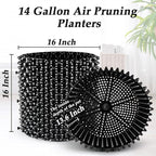 14 Gallon Air Pruning Planters, Plastic Pots for Plants, Large Plant Pots, Fruit Vegetable Garden Self-Planting Planters, Size 16"x16", Black, 5P